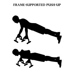 Frame-supported push-up exercise strength workout vector illustration silhouette