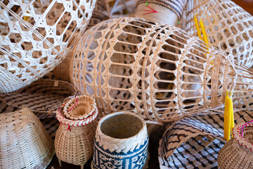 Natural handcrafted objects,Hand made products from bamboo weaving Local wisdom of indigenous people.