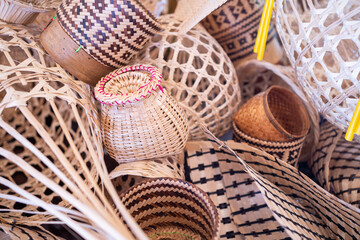 Natural handcrafted objects ,Hand made products from bamboo weaving Local wisdom of indigenous people.