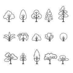 Tree black and white line art icon