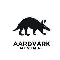 minimal aardvark black vector logo design