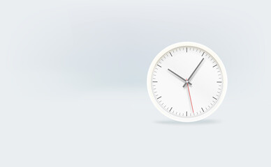 White banner with white clock. Ready for a text