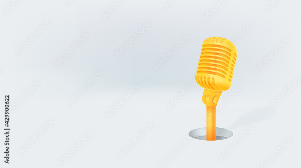 Poster Banner with microphone and copy space. Ready for a text