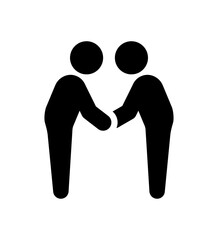 People hug and embrace themselves. Couple holding hands vector icon.