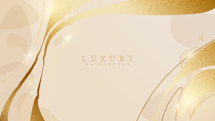 Elegant golden abstract liquid on cream shade color background. Luxury marble style concept. Vector illustration for design.