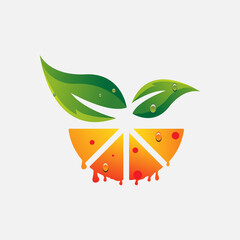 orange juice logo design template. fruit logo. orange and fruit illustration vector