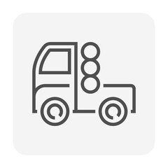 Tractor unit of trailer truck and cylinder tank bottle vector icon. That vehicle and fuel container for storage power energy i.e. cng, ngv. Natural gas fuel with methane, propane. 64x64 pixel.