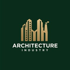 Fototapeta premium Set of modern building design logo template in gold color