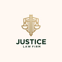 Set creative justice law firm logo in gold