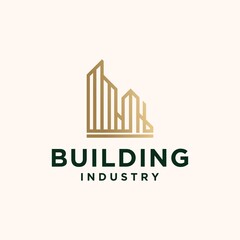 Set of modern building home architecture design logo template in gold color