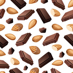 Fototapeta na wymiar Seamless vector pattern with slices of milk and dark chocolate
