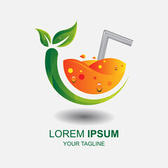 orange juice logo design template. fruit logo. orange and fruit illustration vector