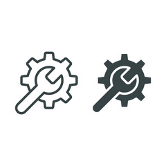 maintenance icon. web setting line and solid style. Service Tools with gear and wrench for service setup logo. setting engineering mechanical sign vector illustration design on white background EPS 10