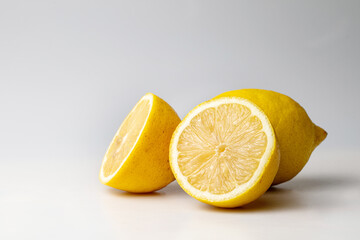 Close up lemon on white background
