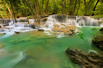Huai Mae Khamin Waterfall is one of the most popular places in Kanchanaburi. thailand