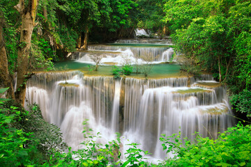 Huai Mae Khamin Waterfall in national park in Kanchanaburi, Thailand