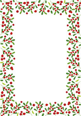 Frame border with cranberry. Vector illustration. Background design cranberry  for juice, tea, bakery with berry filling, farmers market, grocery ,health care products. 
