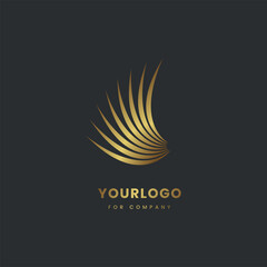 Wing Logo design concept vector template with golden color icon in Vision Logotype concept idea