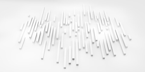 Abstract background White matt square bars On white background 3d illustration