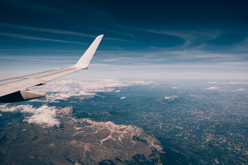 Naklejka na ściany i meble Apennine mountains in Italy - view from the plane window