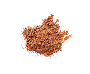 Heap of cocoa powder on white background