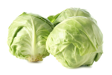 Fresh cabbages on white background