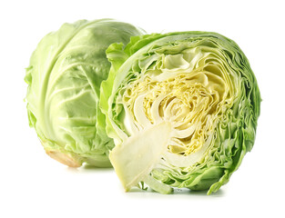 Fresh cabbages on white background