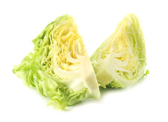 Fresh cut cabbage on white background