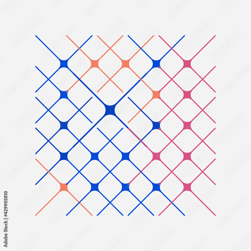 Poster generative design artwork of abstract vector generated shapes composition