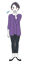 不安になっているおばあさんのイラスト