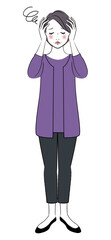 不安になっているおばあさんのイラスト