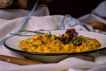 locro de zapallo, beans and corn, typical and traditional Argentine food, homeland