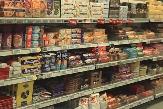 Beverwijk, the Netherlands, december 15th, 2018: chocolates and candy bars in store