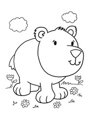 Cute Bear Coloring Book Page Vector Illustration Art