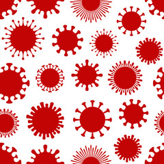 Illustration of coronavirus cells seamless isolated on white
