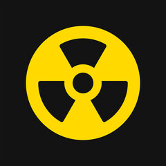 Black hazard radioactive emblem isolated in yellow circle vector illustration.