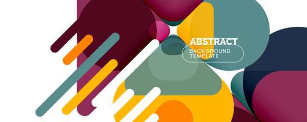 Flat geometric round shapes and dynamic lines, abstract background. Vector illustration for placards, brochures, posters and banners