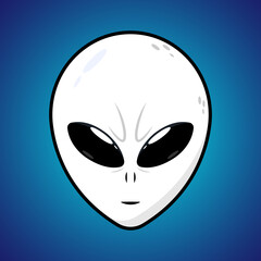 White Extraterrestrial alien face or head Illustration