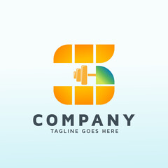 Energy solar fitness logo vector design template