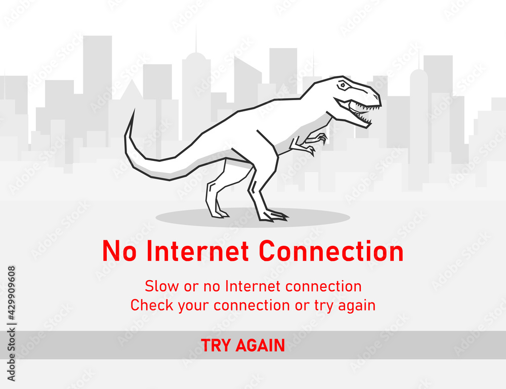 Poster no internet page down web page not loading opening,dinosaur t-rex concept