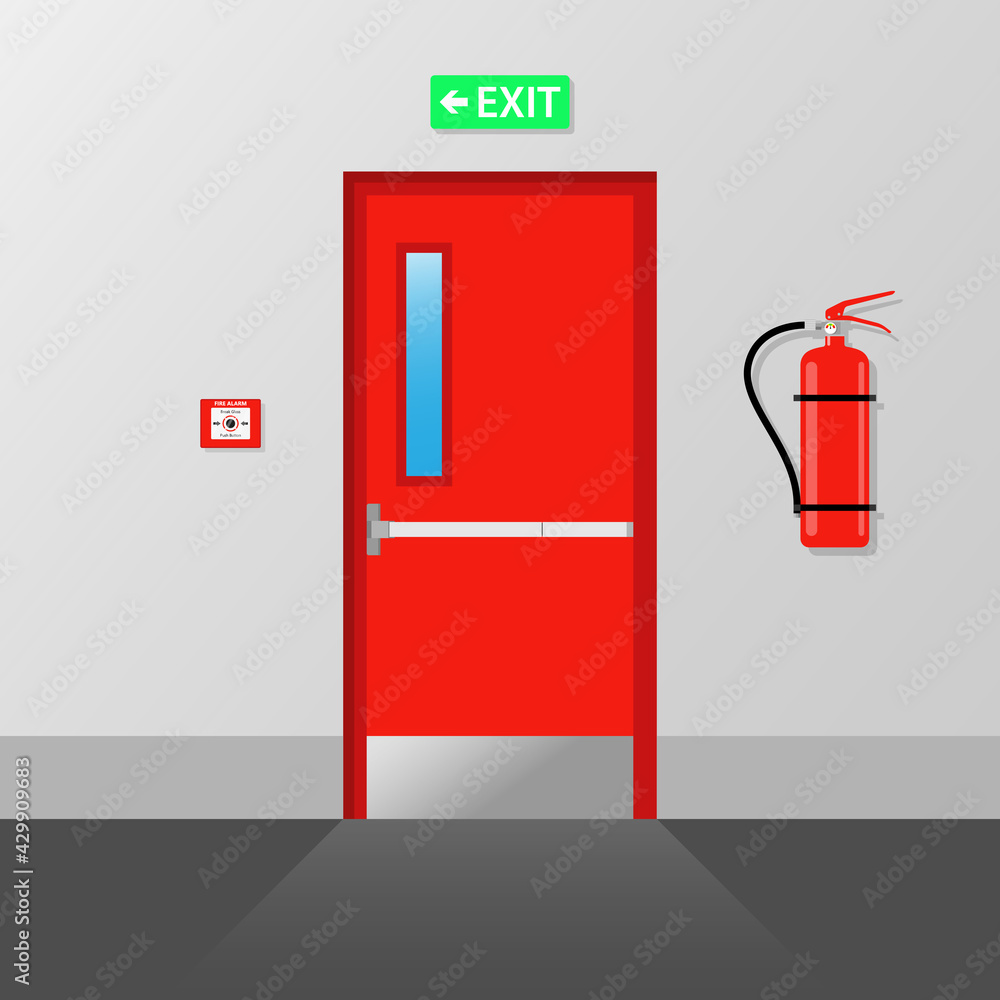 Poster fire emergency exit door fire exit emergency fire exit door