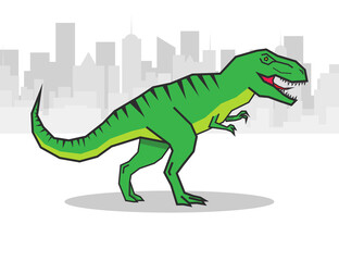 Green roaring tyrannosaurus. Prehistoric carnivorous dinosaur T rex