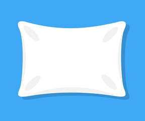 White Pillow on Blue Background Relaxation, sleeping concept