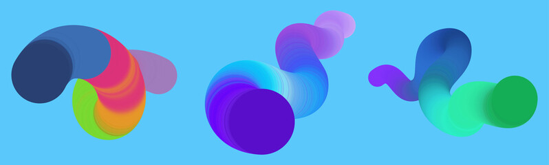 Colorful fluid shape set on blue background