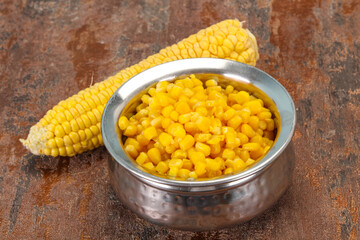 Young corn seeds in the bowl