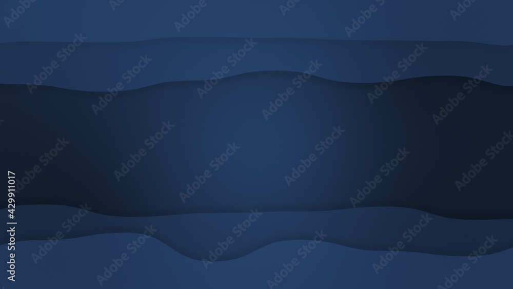 Poster dark blue color pan tone with drop shadow wavy background. blank empty space for your text.