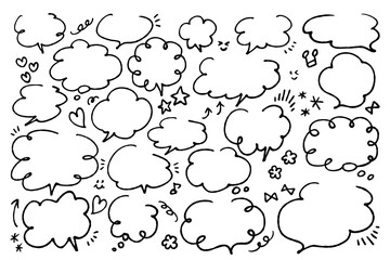 シンプルでかわいい手書きタッチのふきだしセット