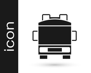 Black Fire truck icon isolated on white background. Fire engine. Firefighters emergency vehicle. Vector