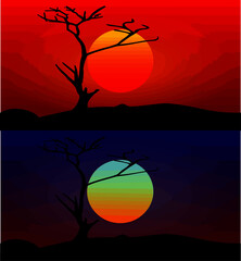 sunset and sunrise