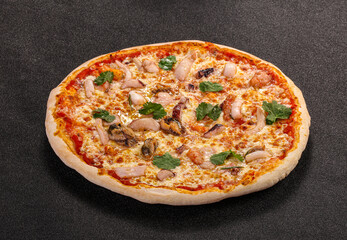 Italian traditional Pizza with seafood